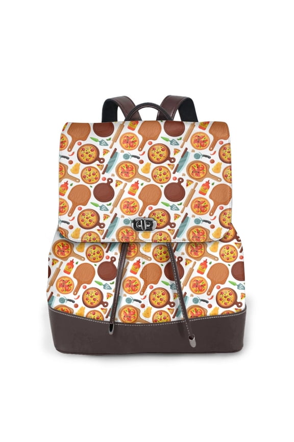 Hot Fresh Pizza Pattern Womens Backpack Purse Leather Backpack Purse for Women Travel Fashion Backpack Designer Ladies Shoulder Bags