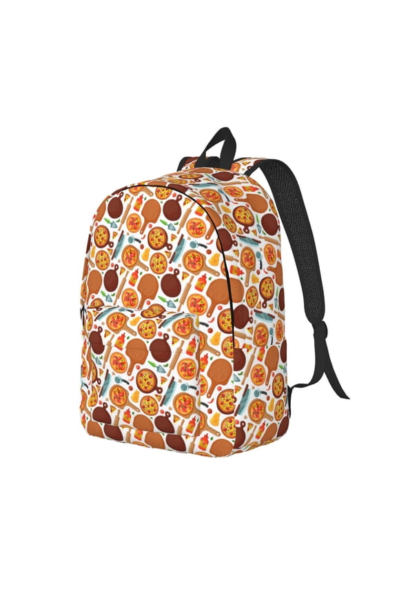 Hot Fresh Pizza Print Canvas Backpack for Women & Men Retro Aesthetic Rucksack Basic Backpack for High School/College Students Travel Laptop Bag