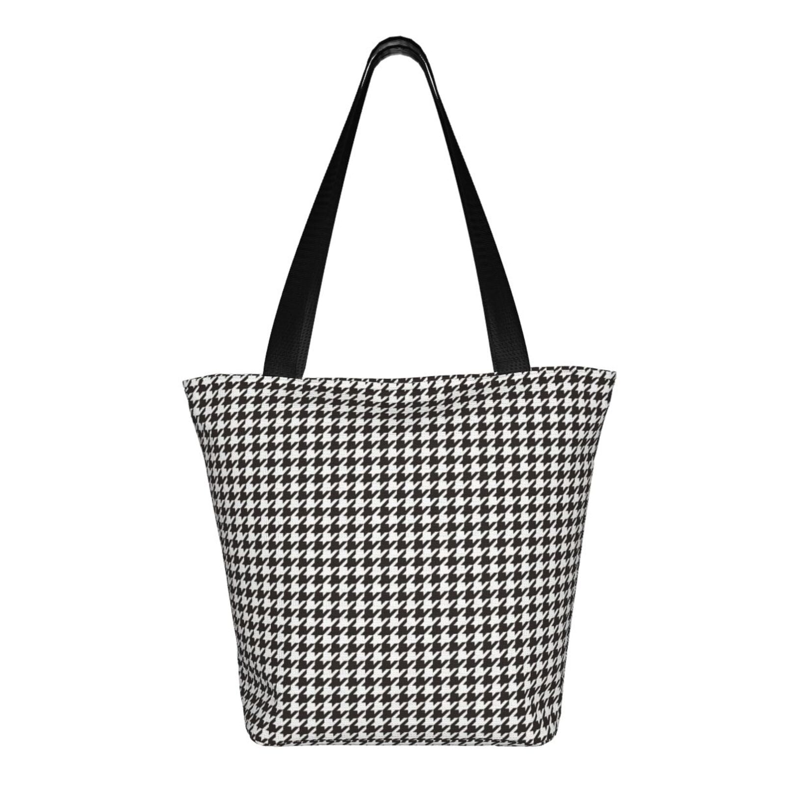 Ratiio Houndstooth Black And White Print Shoulder Bag for Women, Polyester Crossbody Purse Lightweight Handbag for Daily Travel and Casual Use