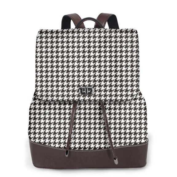 Ratiio Houndstooth Black And White Pattern Womens Backpack Purse Leather Backpack Purse for Women Travel Fashion Backpack Designer Ladies Shoulder Bags