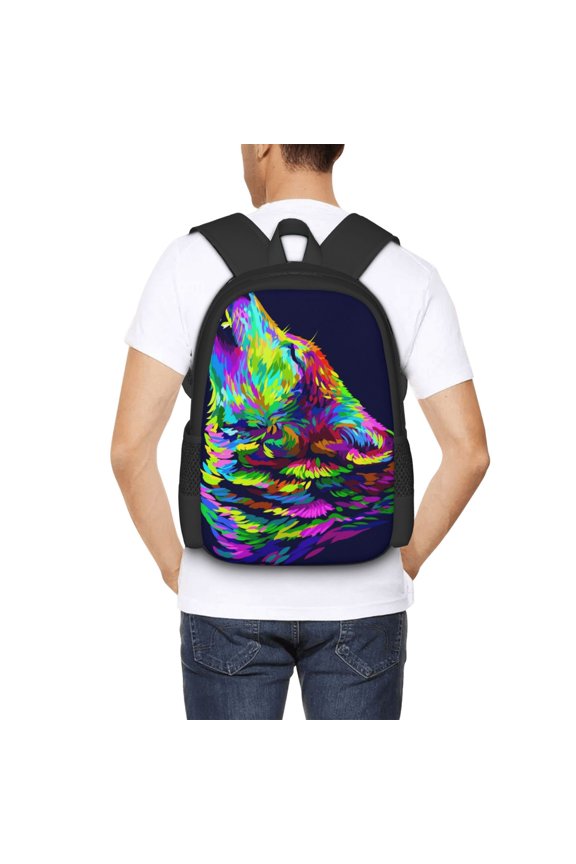 Howling Wolf Backpack for Men and Women - Durable 600D Oxford Cloth -Large Capacity, Water-Resistant School, Travel, and Hiking Bag