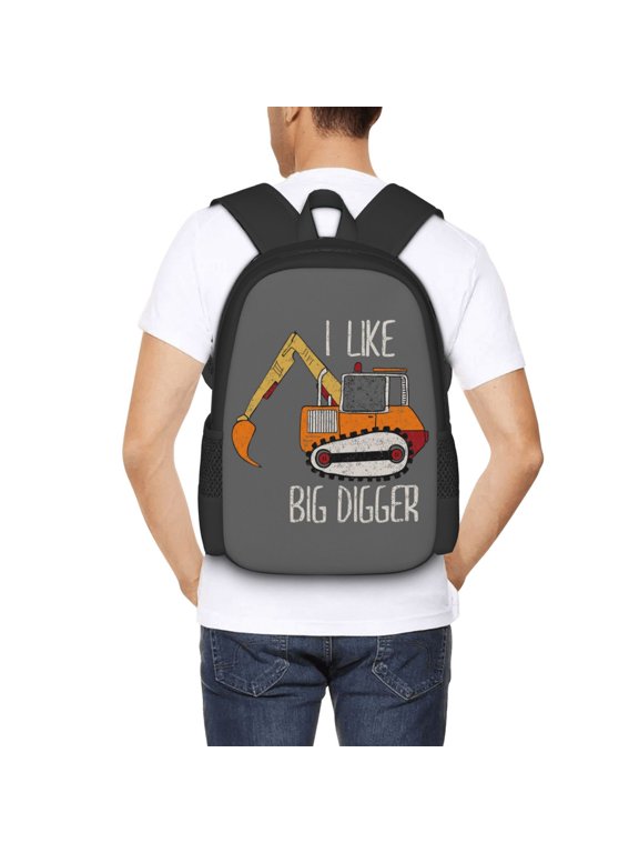 I Like Big Digger Backpack for Men and Women - Durable 600D Oxford Cloth -Large Capacity, Water-Resistant School, Travel, and Hiking Bag