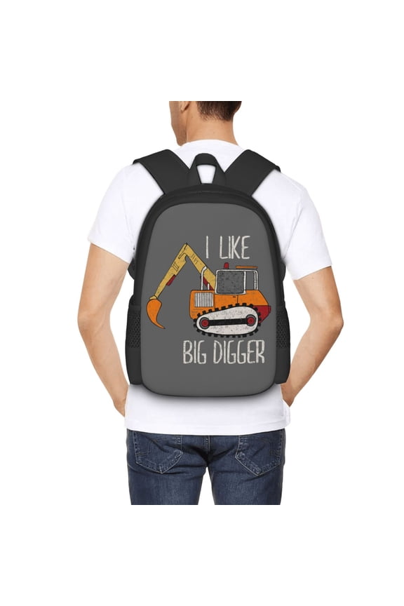 I Like Big Digger Backpack for Men and Women - Durable 600D Oxford Cloth -Large Capacity, Water-Resistant School, Travel, and Hiking Bag