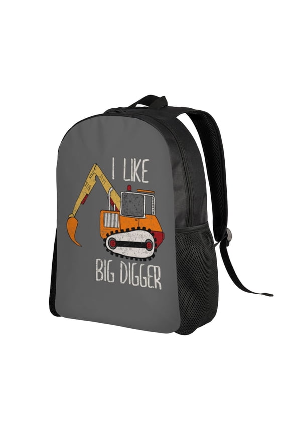 I Like Big Digger Print Backpack with Padded 15-inch Laptop Sleeve- Spacious and Durable Daypack for Work and Travel