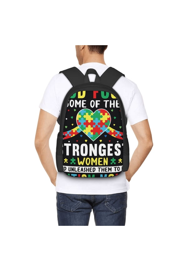 I Love With Autism Backpack for Men and Women - Durable 600D Oxford Cloth -Large Capacity, Water-Resistant School, Travel, and Hiking Bag