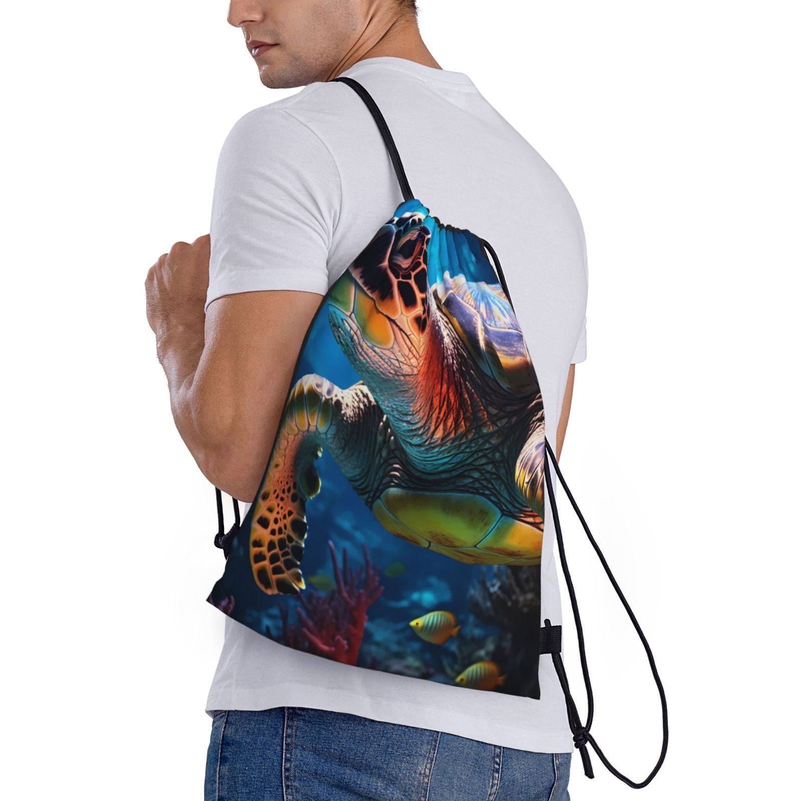 Lsjuee Kordelzug-Rucksack Mit Frosch-Design - Wasserabweisend, Leicht, Für Sport & Freizeit