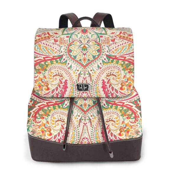 Ratiio Indian Paisley 1 Pattern Womens Backpack Purse Leather Backpack Purse for Women Travel Fashion Backpack Designer Ladies Shoulder Bags