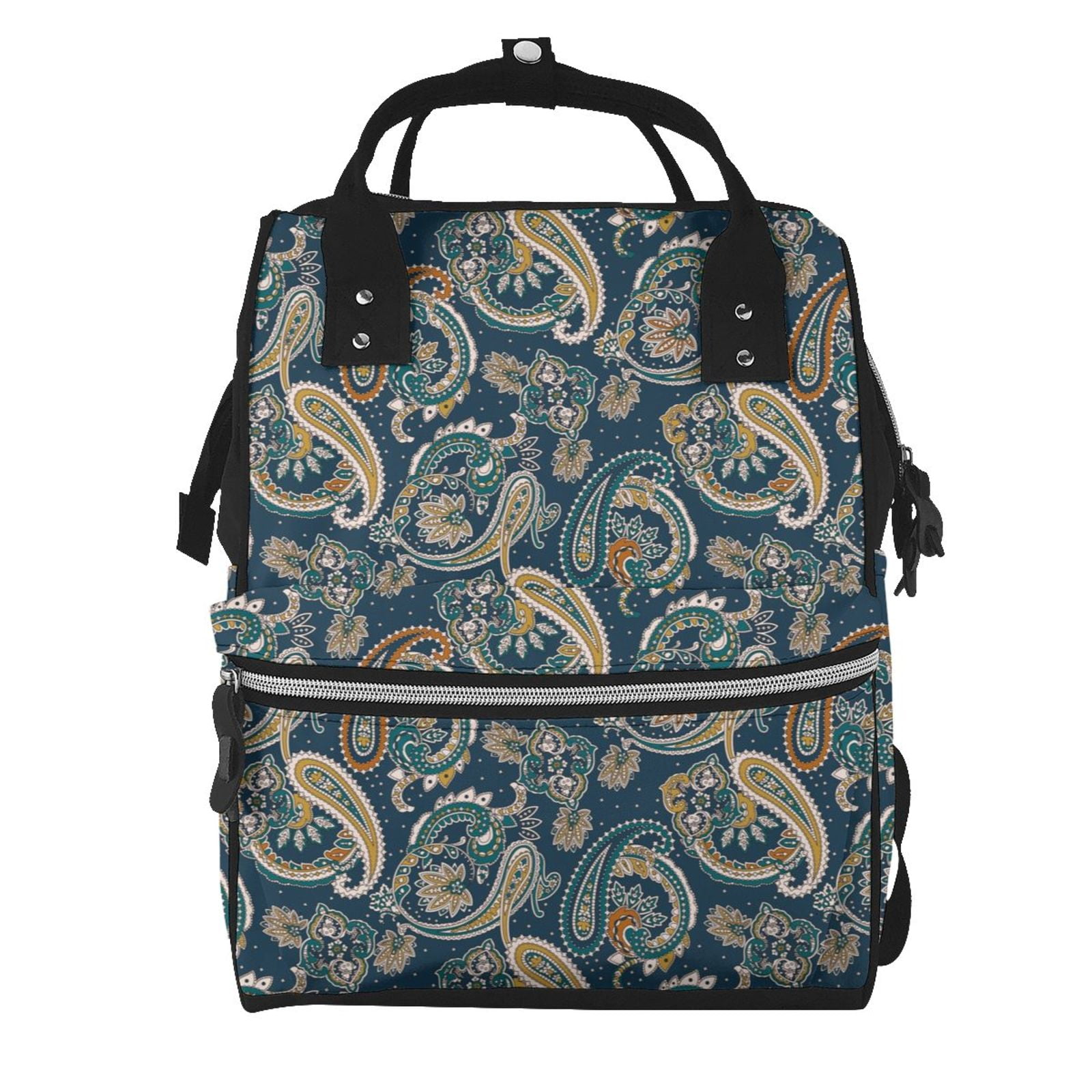 Ratiio Indian Paisley 2 Mummy Backpack - Waterproof Twill Canvas, Large Capacity Diaper Bag with Multiple Pockets and Adjustable Straps