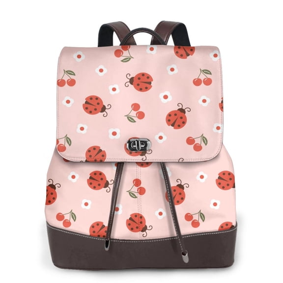 Ratiio Ladybug With Flower Pattern Womens Backpack Purse Leather Backpack Purse for Women Travel Fashion Backpack Designer Ladies Shoulder Bags