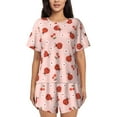 thumbnail image 1 of Ratiio Ladybug With Flower Print Womens Pajama Sets 2 Piece Soft Short Sleeve Top and Shorts Sleepwear Round Neck Pjs Lounge Set, 1 of 7