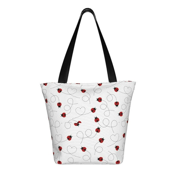 Ratiio Ladybugs Flying On Dotted Route Print Shoulder Bag for Women, Polyester Crossbody Purse Lightweight Handbag for Daily Travel and Casual Use