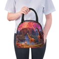 thumbnail image 1 of Ratiio Lantern Giraffes Magical Forest Print Insulated Lunch Bag Women Reusable Lunch Box with Pocket for Work Picnic Travel, 1 of 6