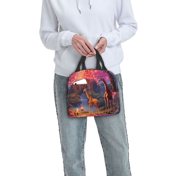 Ratiio Lantern Giraffes Magical Forest Print Lunch Bag Lunch Box Insulated Lunch Bag Adult Lunch Box for Men and Women