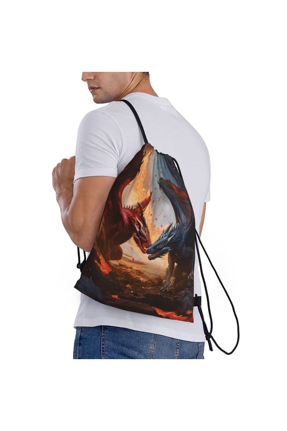 Lava Dragon Print Drawstring Backpack Bag Sport Gym Sackpack Heavy Duty String Backpack for Men Women