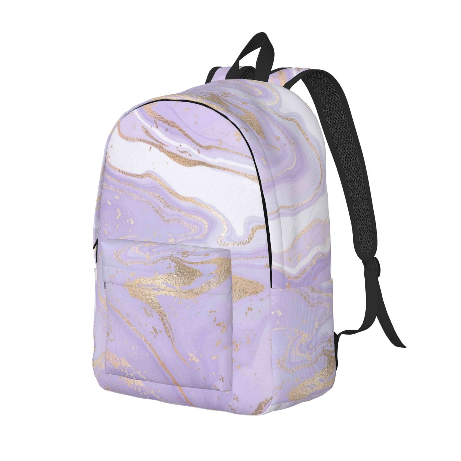 Asthetic Ricksack Ratiio Lavender Glitter Foil Stripes Print Canvas Backpack for Women ...