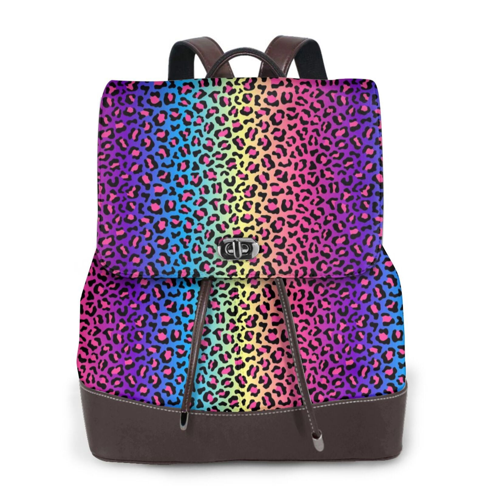 Ratiio Leopard Neon Rainbow Gradient Pattern Womens Backpack  display picture 3