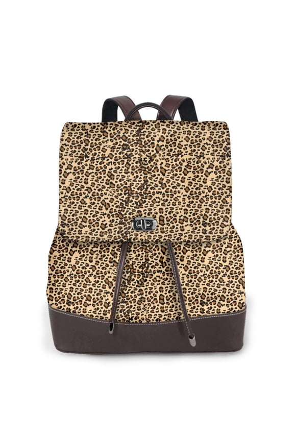 Leopard Print Brown Pattern Womens Backpack Purse Leather Backpack Purse for Women Travel Fashion Backpack Designer Ladies Shoulder Bags