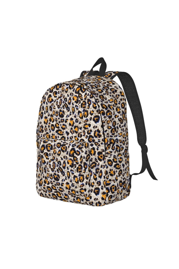 Leopard Print Canvas Backpack for Women & Men Retro Aesthetic Rucksack Basic Backpack for High School/College Students Travel Laptop Bag