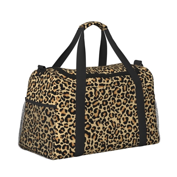 Ratiio Leopard Print Pattern Hand Travel Bag, Weekender Carry On for Women Men, Sports Gym Bag, Workout Duffel Bag, Overnight Shoulder Bag fit 15.6 Inch Laptop