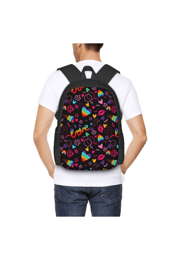 Lgbt Rainbow For Pride Backpack for Men and Women - Durable 600D Oxford Cloth -Large Capacity, Water-Resistant School, Travel, and Hiking Bag
