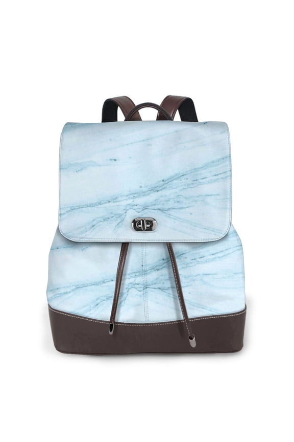 Light Blue Marble Pattern Womens Backpack Purse Leather Backpack Purse for Women Travel Fashion Backpack Designer Ladies Shoulder Bags