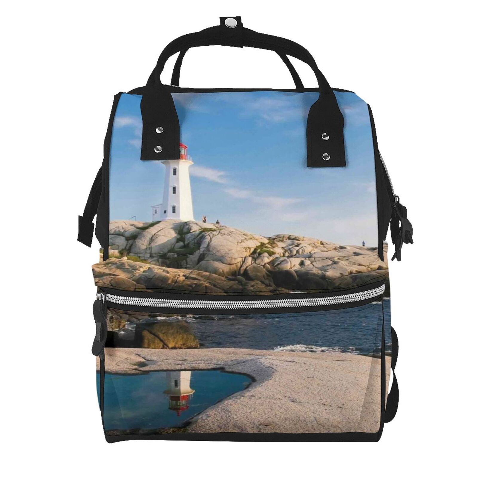 Ratiio Lighthouse Mummy Backpack - Waterproof Twill Canvas, Large Capacity Diaper Bag with Multiple Pockets and Adjustable Straps