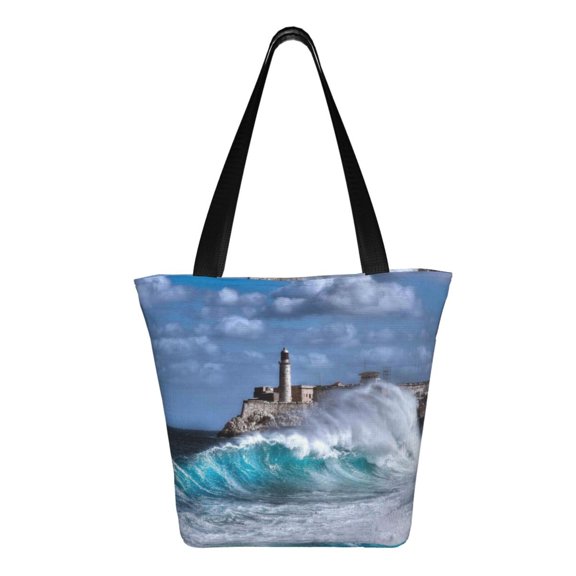 Ratiio Lighthouse in Havana Print Shoulder Bag for Women, Polyester Crossbody Purse Lightweight Handbag for Daily Travel and Casual Use