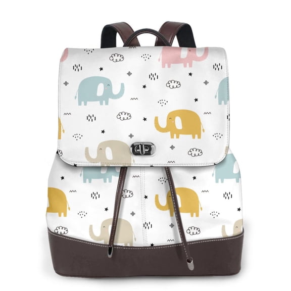 Ratiio Little Elephant Pattern Womens Backpack Purse Leather Backpack Purse for Women Travel Fashion Backpack Designer Ladies Shoulder Bags