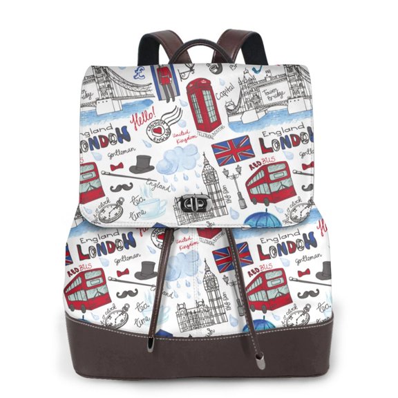 Ratiio London Landmark2 Pattern Womens Backpack Purse Leather Backpack Purse for Women Travel Fashion Backpack Designer Ladies Shoulder Bags