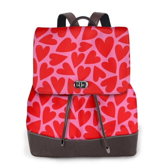 Ratiio Love Heart Pattern Womens Backpack Purse Leather Backpack Purse for Women Travel Fashion Backpack Designer Ladies Shoulder Bags