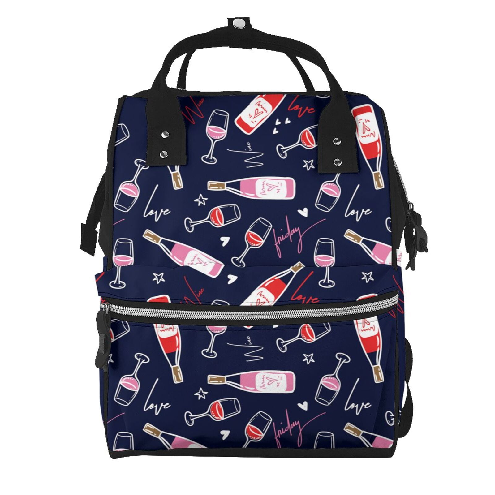 Ratiio Love Wine Mummy Backpack - Waterproof Twill Canvas, Large Capacity Diaper Bag with Multiple Pockets and Adjustable Straps