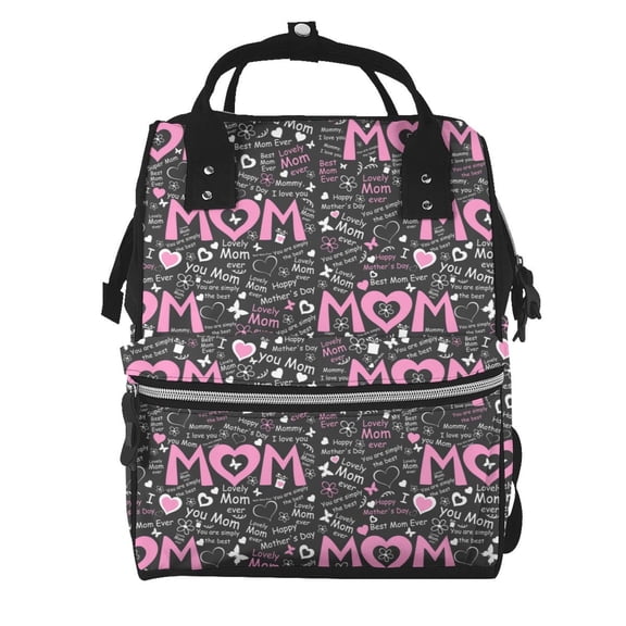 Ratiio Lovely Mom Ever Mummy Backpack - Waterproof Twill Canvas, Large Capacity Diaper Bag with Multiple Pockets and Adjustable Straps