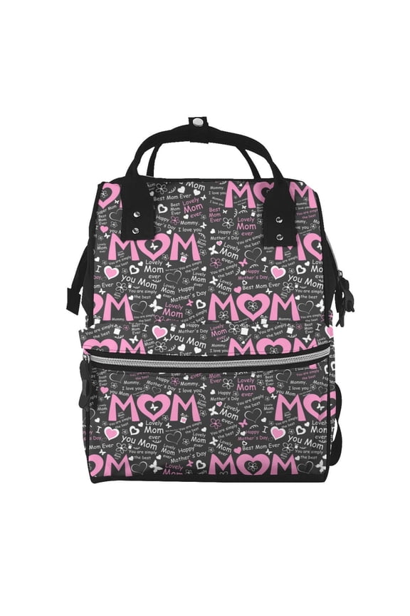 Lovely Mom Ever Mummy Backpack - Waterproof Twill Canvas, Large Capacity Diaper Bag with Multiple Pockets and Adjustable Straps