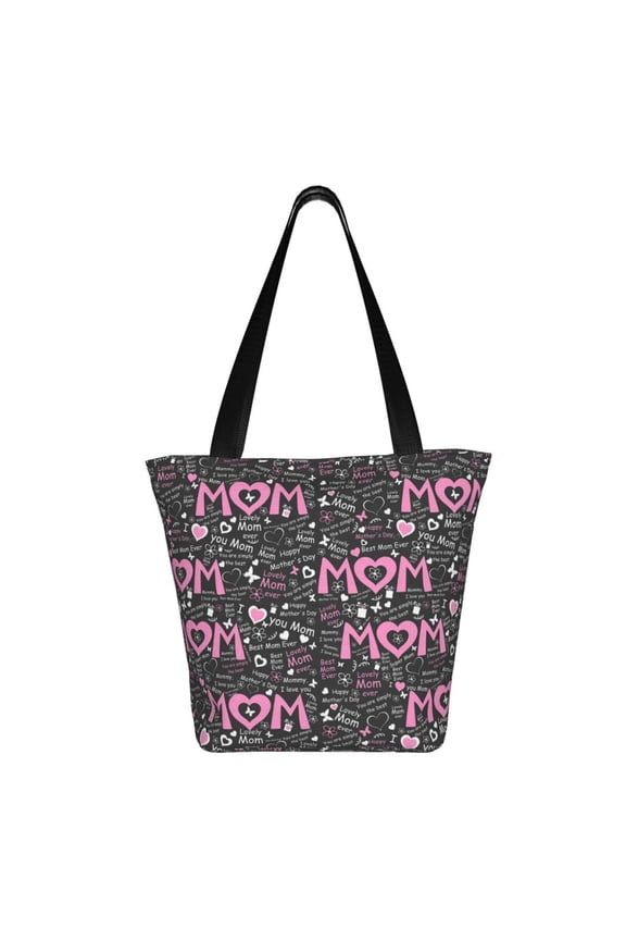 Lovely Mom Ever Print Shoulder Bag for Women, Polyester Crossbody Purse Lightweight Handbag for Daily Travel and Casual Use