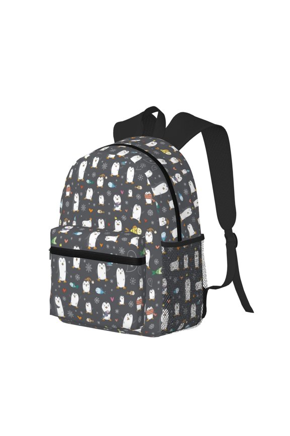 Lovely Penguin Print Casual Backpack for Men and Women, Water Resistant Oxford Fabric School Bag Lightweight Travel Daypack