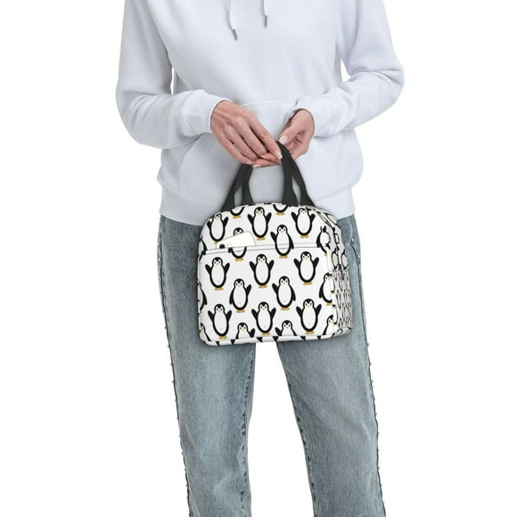 Ratiio Lovely Penguin Print Lunch Bag Lunch Box Insulated Lunch Bag Adult Lunch Box for Men and Women