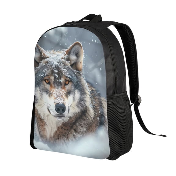 Ratiio Majestic Snowy Wolf Print Backpack with Padded 15-inch Laptop Sleeve- Spacious and Durable Daypack for Work and Travel