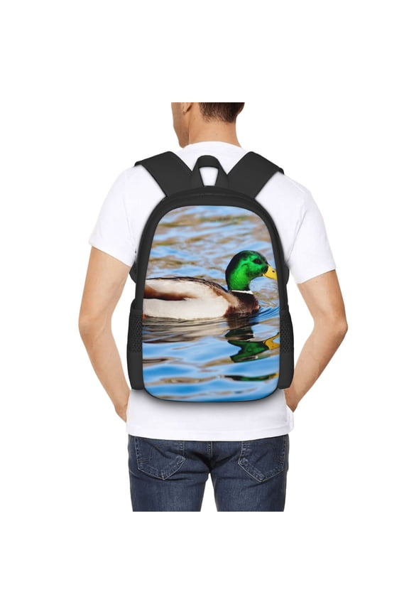 Mallard Duck Swimming In A River Backpack for Men and Women - Durable 600D Oxford Cloth -Large Capacity, Water-Resistant School, Travel, and Hiking Bag