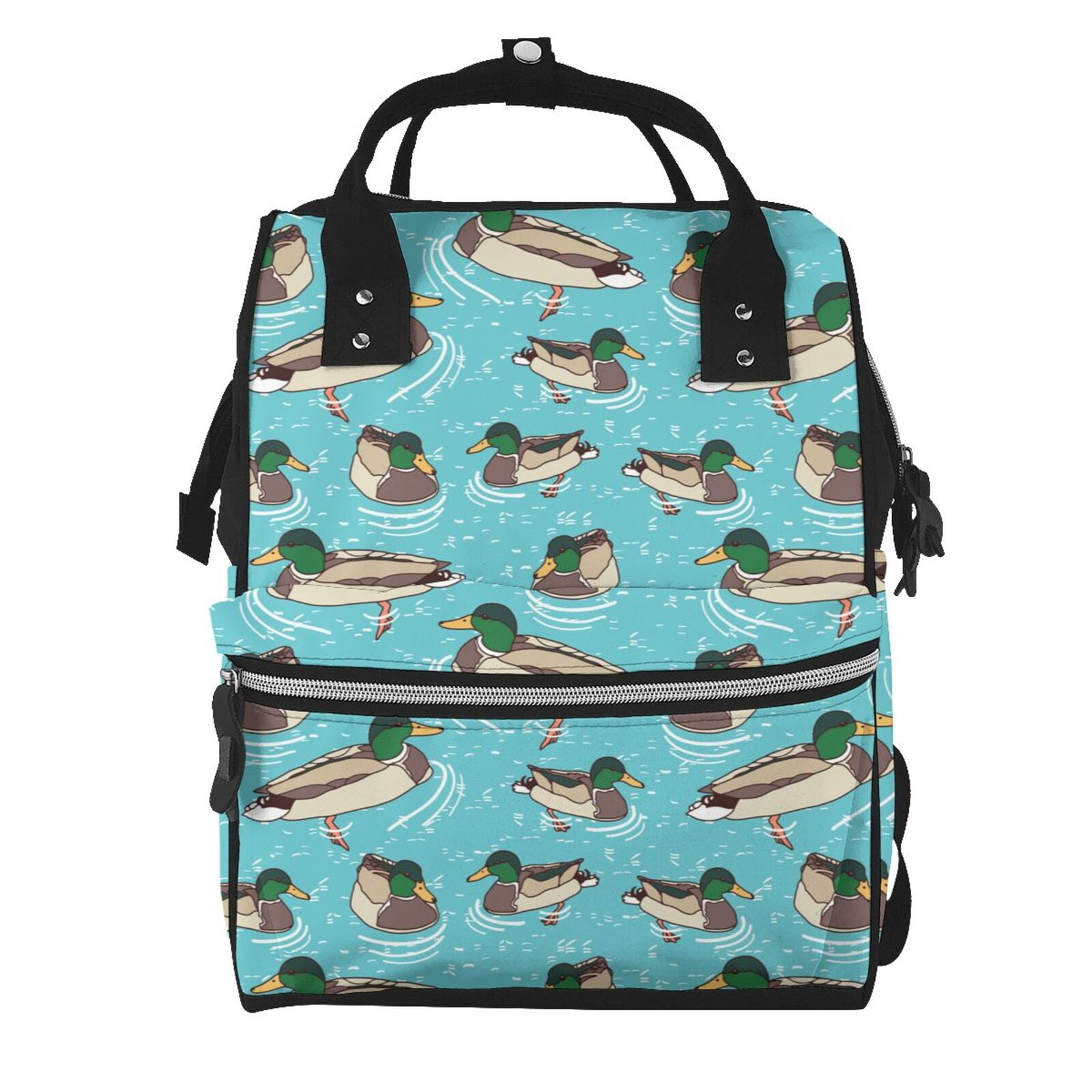 Ratiio Mallard Ducks Swimming In The Lake Mummy Backpack - Waterproof Twill Canvas, Large Capacity Diaper Bag with Multiple Pockets and Adjustable Straps