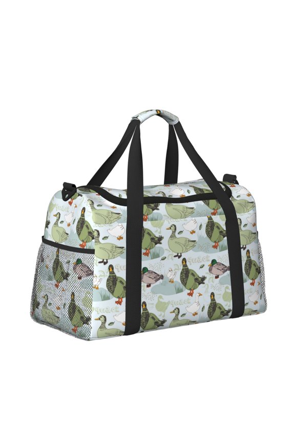 Mallard Ducks Wild Birds Pattern Hand Travel Bag, Weekender Carry On for Women Men, Sports Gym Bag, Workout Duffel Bag, Overnight Shoulder Bag fit 15.6 Inch Laptop