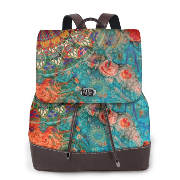 Ratiio Mandala Colorful Pattern Womens Backpack Purse Leather Backpack Purse for Women Travel Fashion Backpack Designer Ladies Shoulder Bags