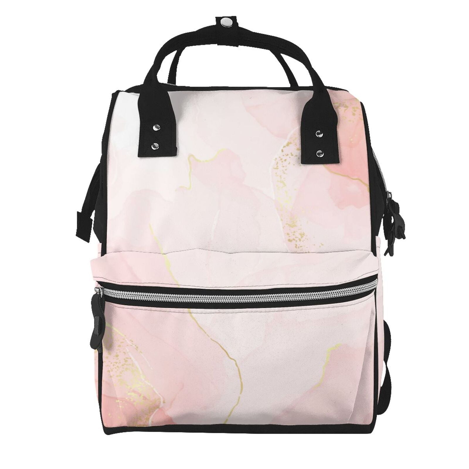 Ratiio Marble Mummy Backpack - Waterproof Twill Canvas, Large Capacity Diaper Bag with Multiple Pockets and Adjustable Straps