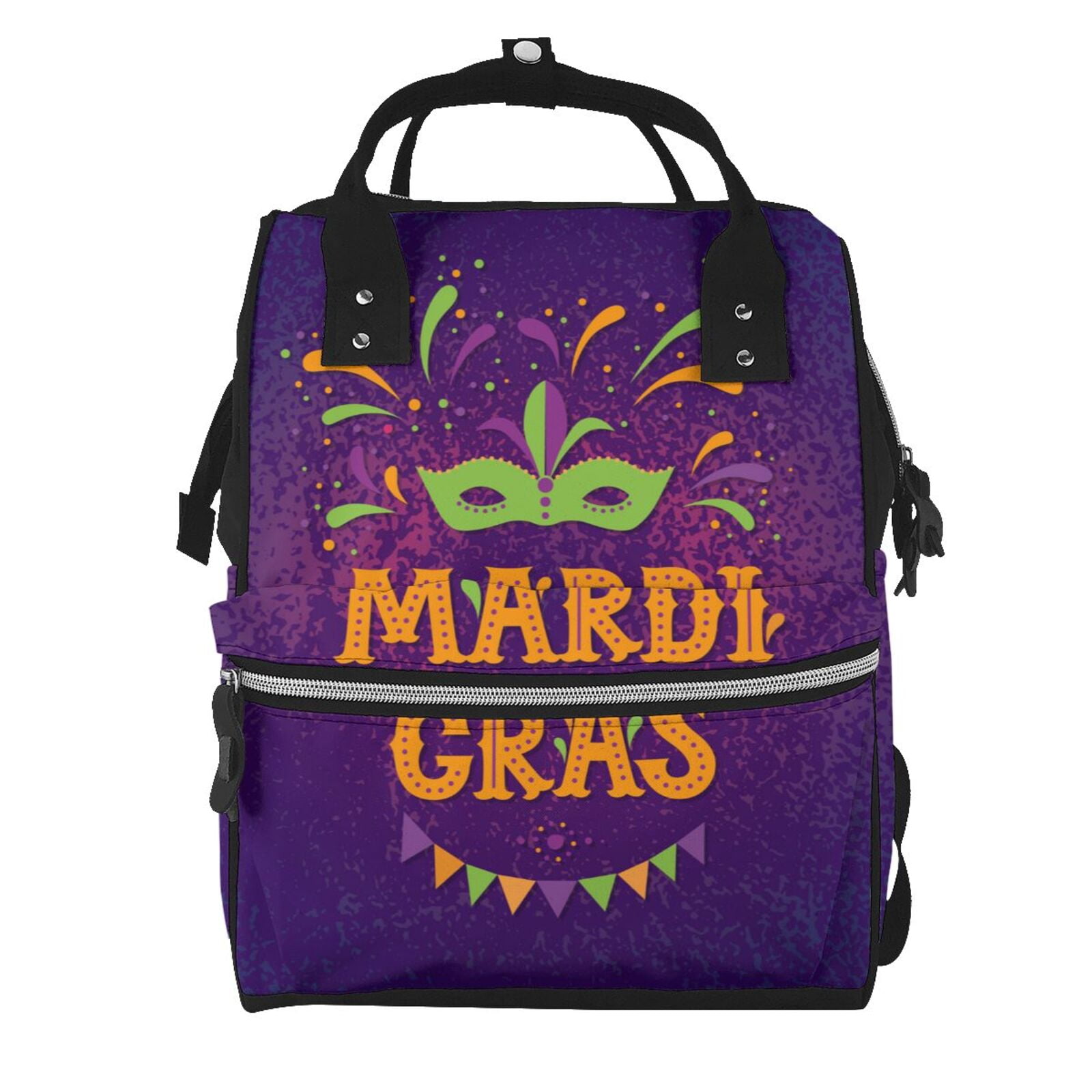 Ratiio Mardi Gras2 Mummy Backpack - Waterproof Twill Canvas, Large Capacity Diaper Bag with Multiple Pockets and Adjustable Straps