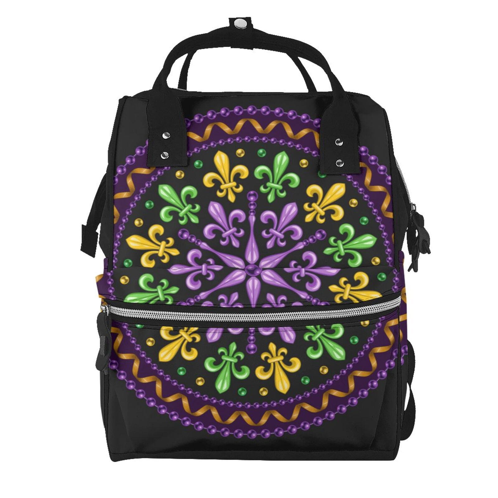 Ratiio Mardi Gras5 Mummy Backpack - Waterproof Twill Canvas, Large Capacity Diaper Bag with Multiple Pockets and Adjustable Straps