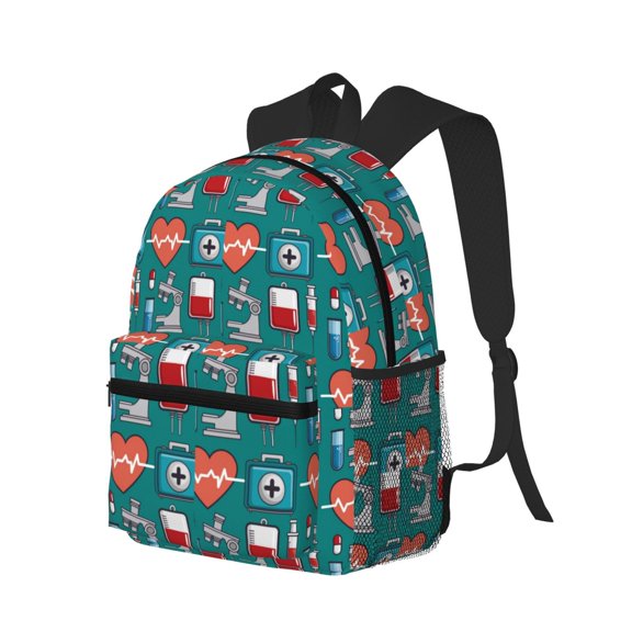 Ratiio Medical Elements Print Casual Backpack for Men and Women, Water Resistant Oxford Fabric School Bag Lightweight Travel Daypack