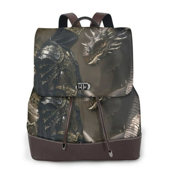 Ratiio Medieval Knight And Dragon Pattern Womens Backpack Purse Leather Backpack Purse for Women Travel Fashion Backpack Designer Ladies Shoulder Bags