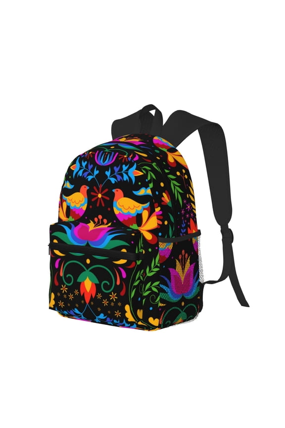 Mexican Flower Traditional1 Print Casual Backpack for Men and Women, Water Resistant Oxford Fabric School Bag Lightweight Travel Daypack