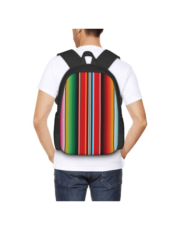 Mexican Serape Blanket Stripes Backpack for Men and Women - Durable 600D Oxford Cloth -Large Capacity, Water-Resistant School, Travel, and Hiking Bag