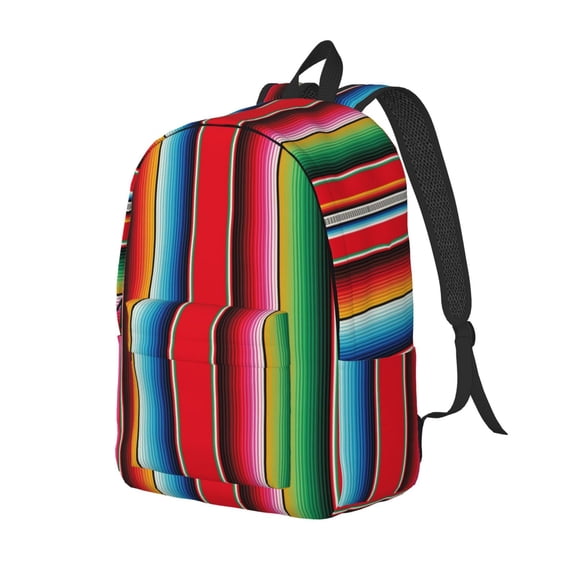 Ratiio Mexican Serape Blanket Stripes Print Canvas Backpack for Women & Men Retro Aesthetic Rucksack Basic Backpack for High School/College Students Travel Laptop Bag