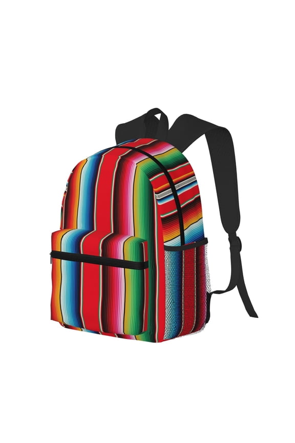 Mexican Serape Blanket Stripes Print Casual Backpack for Men and Women, Water Resistant Oxford Fabric School Bag Lightweight Travel Daypack